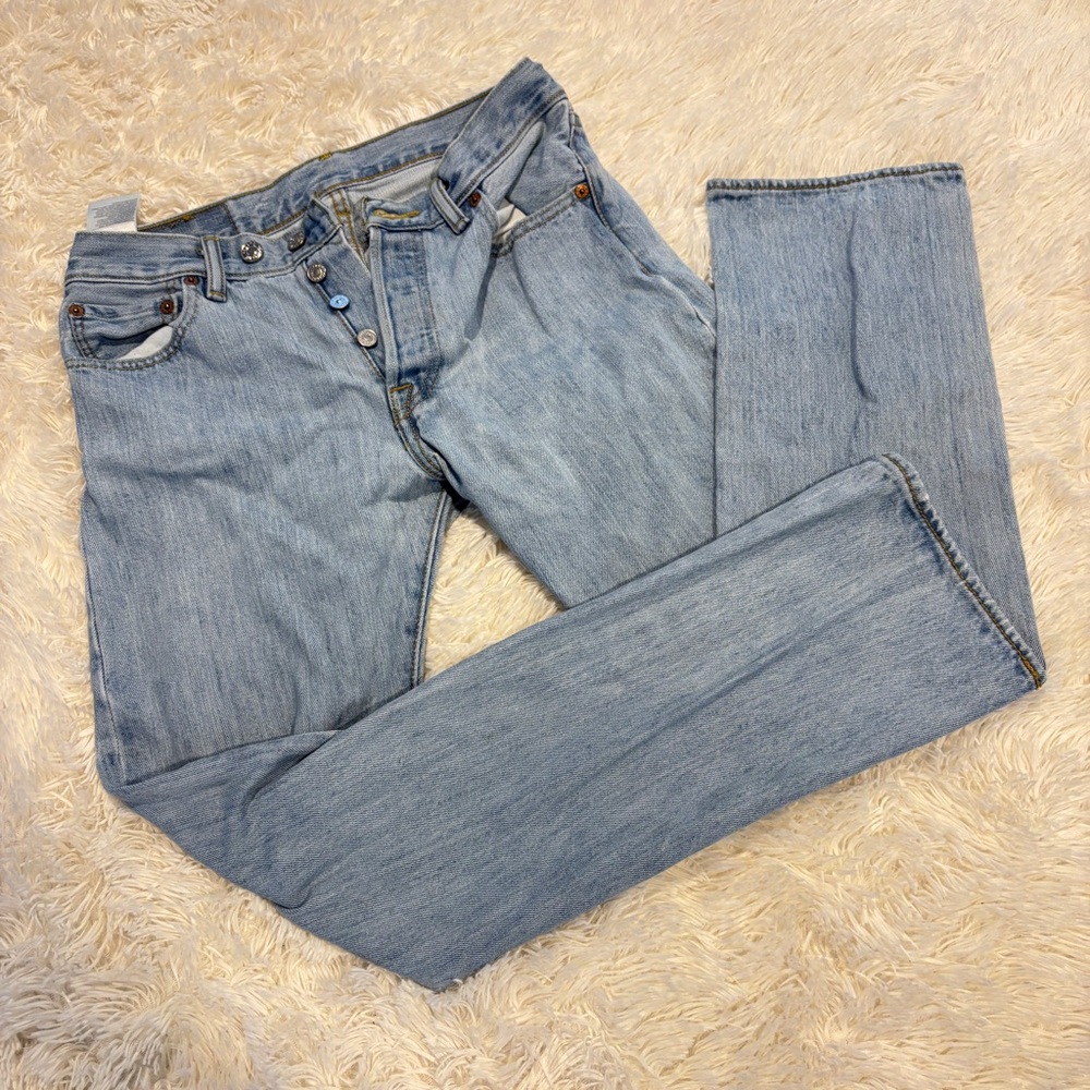 LEVIS 501 Straight Leg Button Fly Mens light Wash Casual Denim Jean 30x30